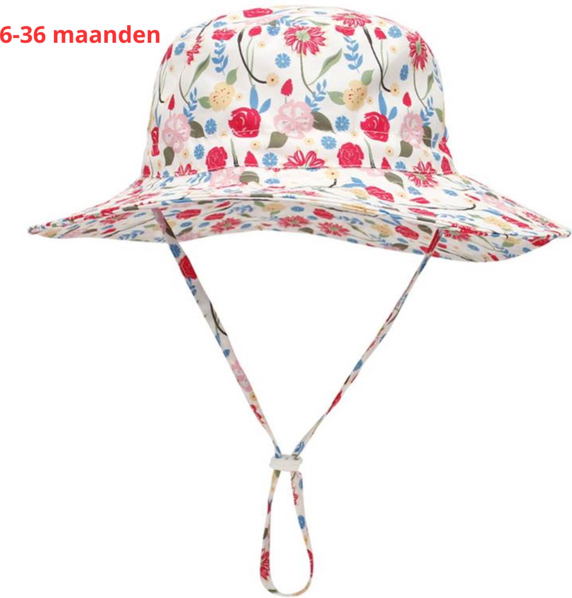 Bovista Zonnehoed - Reishoed - UV Beschermende Hoed - Bucket Hat - Festival - Pet - Hoedje Voor Baby - Hoofdbescherming - Roze Bloem - 3-36 Maanden