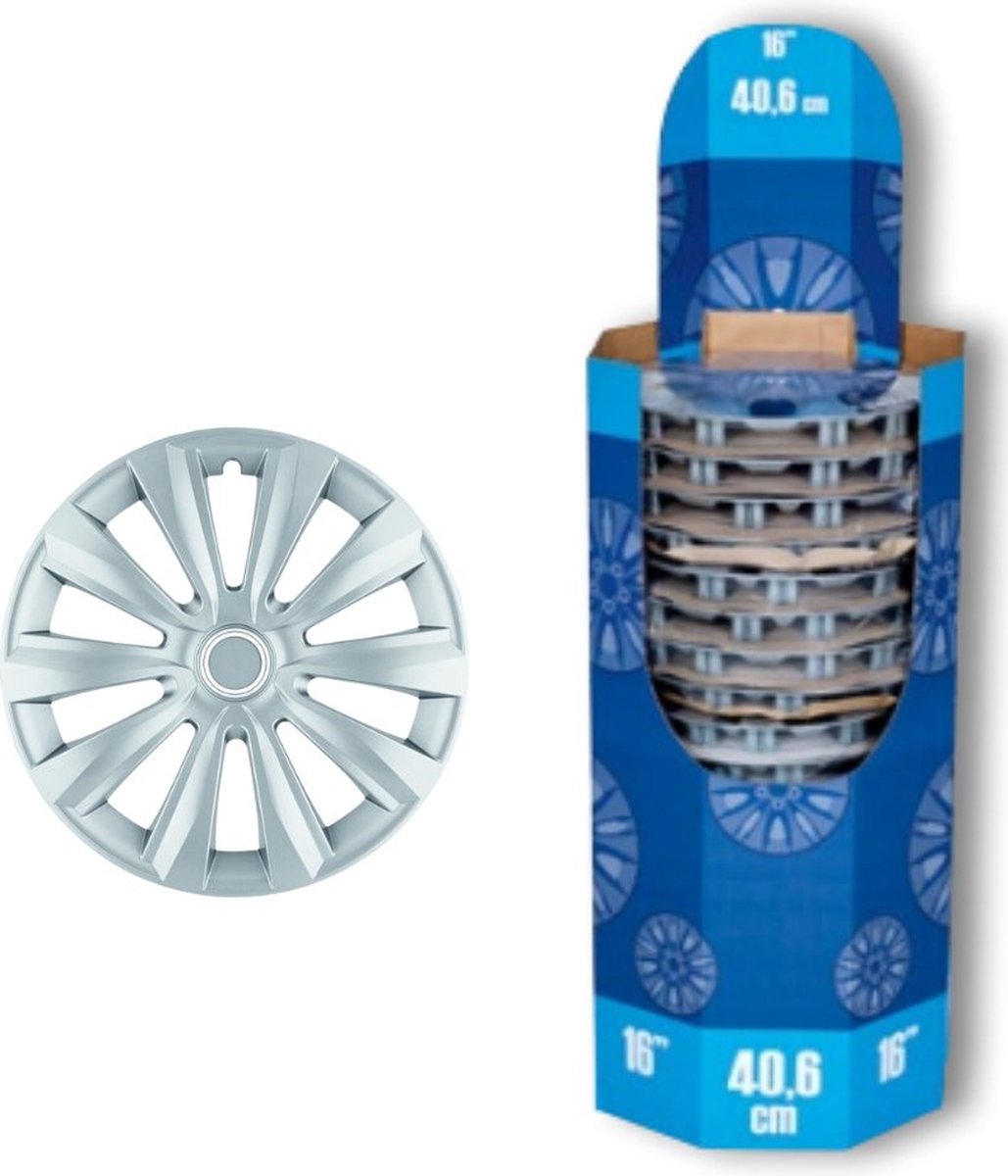 Tip-it Wieldoppen 16 inch - 2 stuks - Kliksysteem - Zilvergrijs