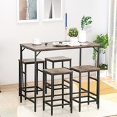 Bol.com HOMCOM Bartafelset Bartafel met 4 barkrukken 5-delige placemat staal bruin 835-337 aanbieding