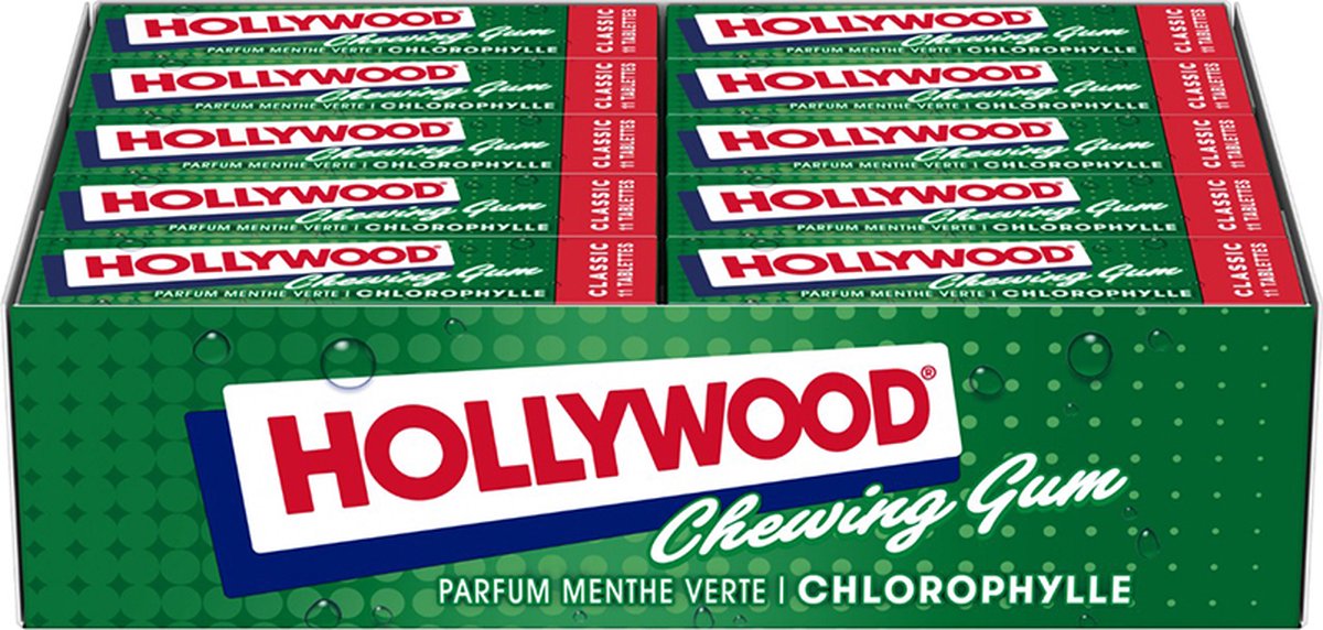 Hollywood Chorophylle Mint kauwgom - zonder aspartaam - 31g x 20