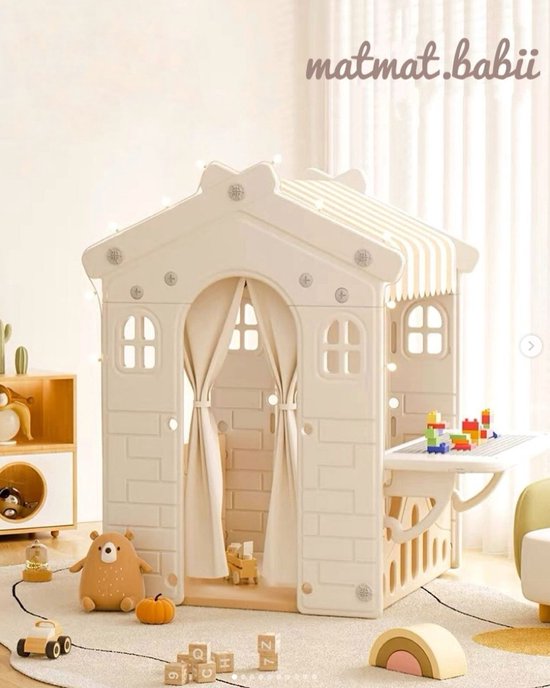 Foto: Speelhuis xl beige offwhite zand cr me voor binnen en buiten baby peuter kleuter cadeau 1 jaar 2 jaar 3 jaar sinterklaas kerst jongen meisje