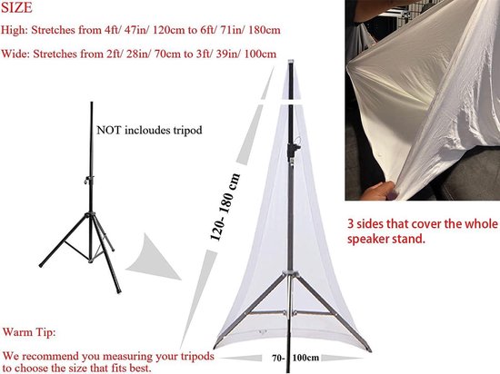 SKRIMS Black Triple Sided DJ Scrim, Tripod Speaker Stand Stretch Cover