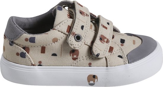 Canvast babysneakers met klittenband beige, bedrukt