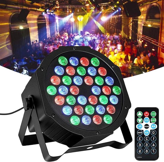 Foto: 36 leds 1 w led schijnwerpers met 7 verlichtingsmodi en afstandsbediening dj disco party show bar halloween kerstmis