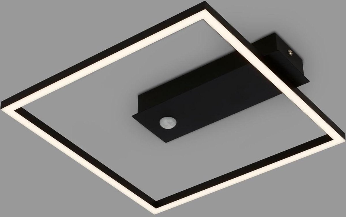 Plafondlamp Frame met sensor warm wit - voor woonkamer en slaapkamer - 320x300x50 mm (LxBxH) zwart
