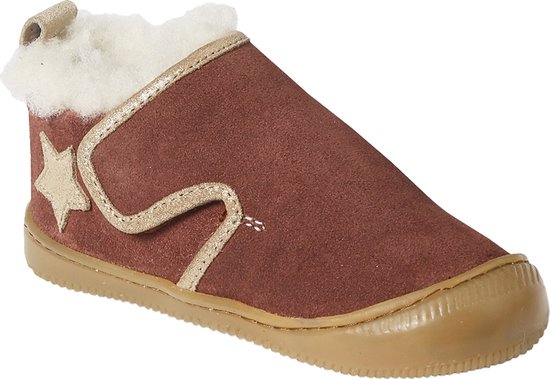Vertbaudet Chaussons fourrés scratchés bébé en cuir souple
