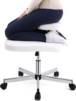 Bol.com Ergonomic Height Adjustable Leather Knee Stool for Office or Home - Computer Workers Yoga Meditation Lovers - White vers... aanbieding