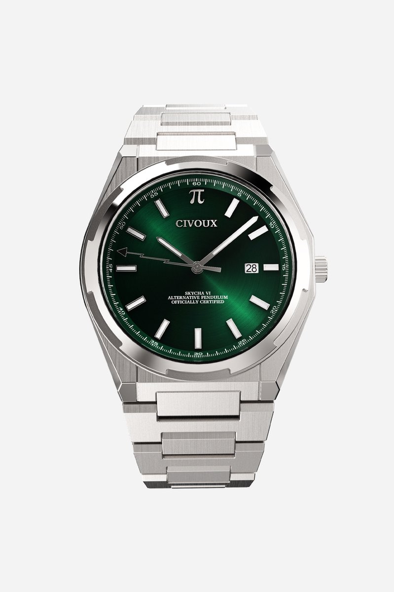 CIVOUX Skycha VI Groen - Horloges voor mannen - Horloge heren - Ø40 mm - 316L Roestvrij Staal - Saffier Glas