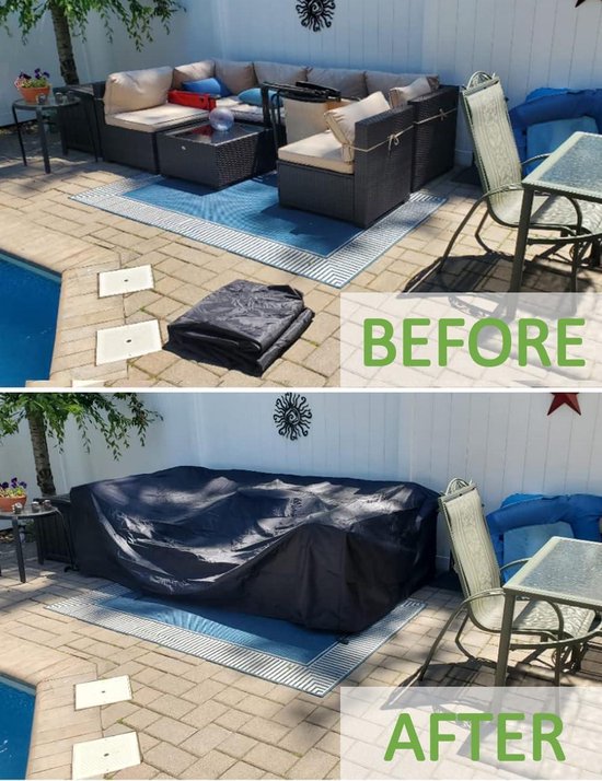 LCGOD Beschermhoes voor meubelstoel, robuust, 600D Oxford-weefsel, tuinmeubelhoes, meubelzeil, rechthoekig, waterdicht, winddicht, UV-bescherming voor buiten (170 x 94 x 70 cm