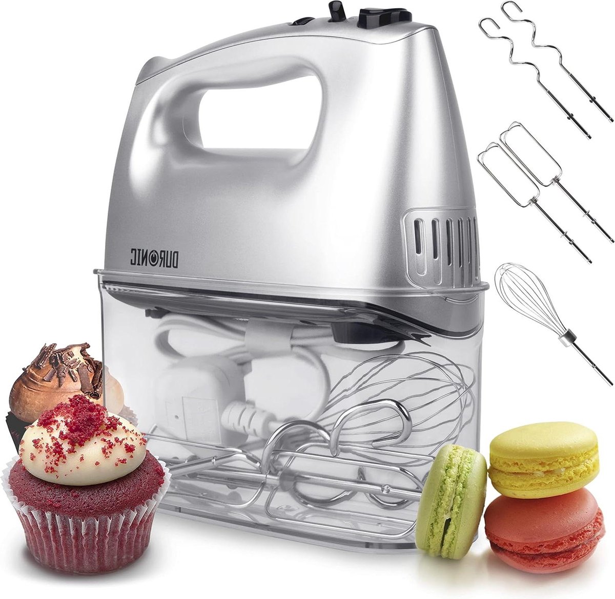 Elektrische Handmixer 400 W - 5 Snelheden - Inclusief Accessoirehouder - Mixer Haak en Garde - Ideaal voor Taart - Cake - Crèmes - Gebak