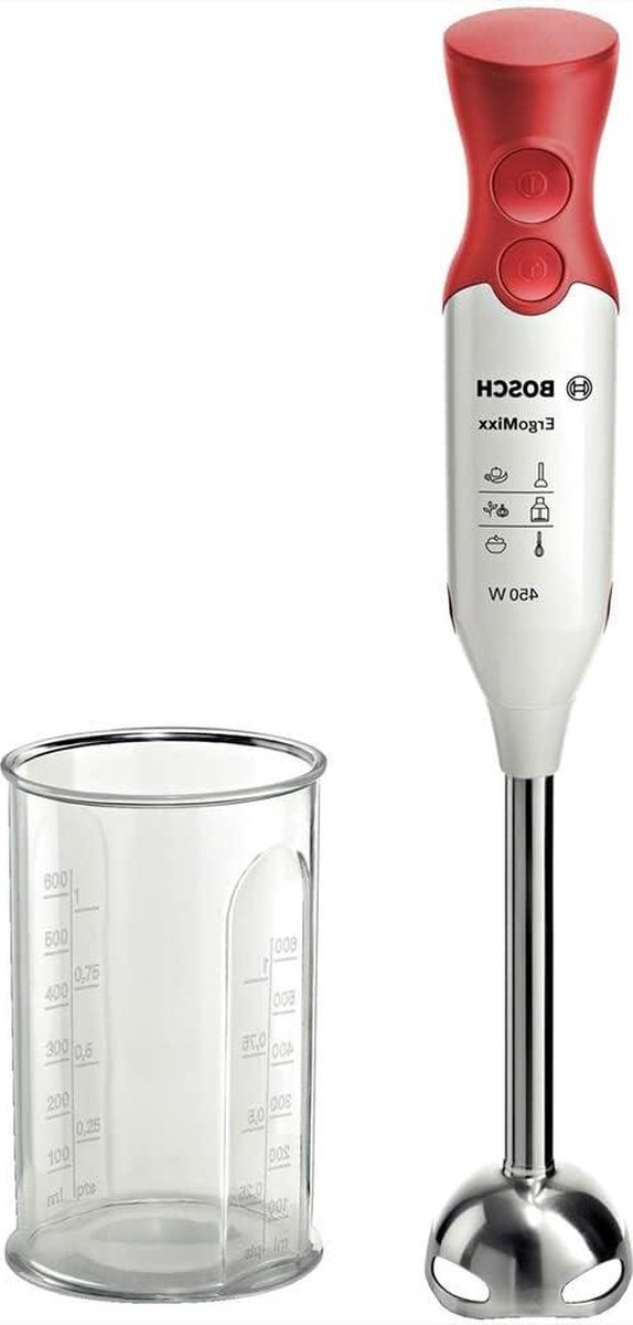 ErgoMixx Staafmixer 450 Watt mixer-maatbeker 2 snelheden rood