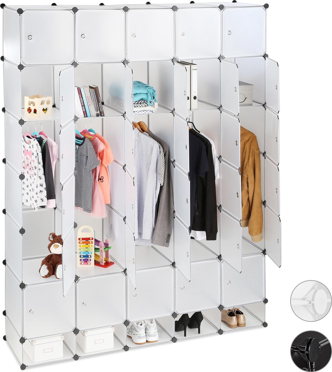 kledingkast - 25 vakken - steekverbinding - slaapkamer - 234x180 cm - transparant