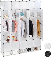 relaxdays XXL kledingkast - steekverbindingen - kunststofkast - garderobe - 25 vakken doorzichtig