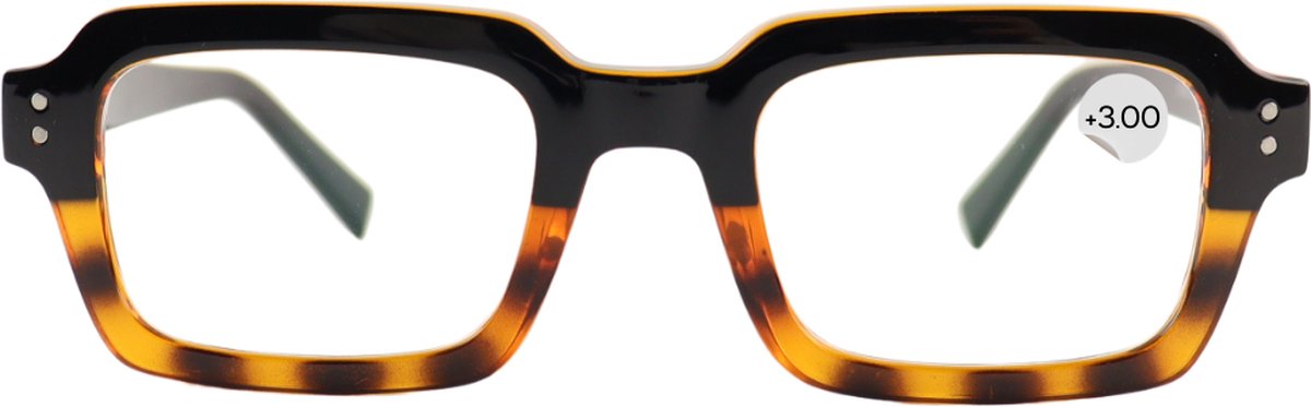 Montour Leesbril - DEAN - plus 3.00 - Vierkant Model - Zwart - Matt Print - Dames - Heren - Unisex
