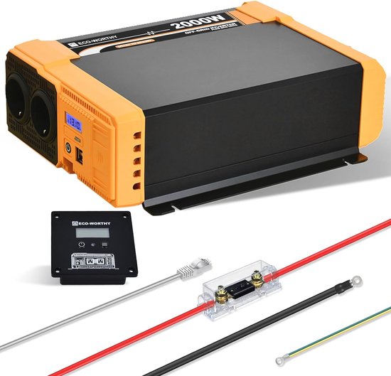 2000W omvormer 12V naar 230V zuivere sinus camper 50 Hz zonne-converter voor thuis auto (DC 12V (bereik 10V-15V) 2000W 2000W omvormer 12V naar 230V zuivere sinus camper 50 Hz zonne-converter voor thuis auto (DC 12V (bereik 10V-15V) 2000W