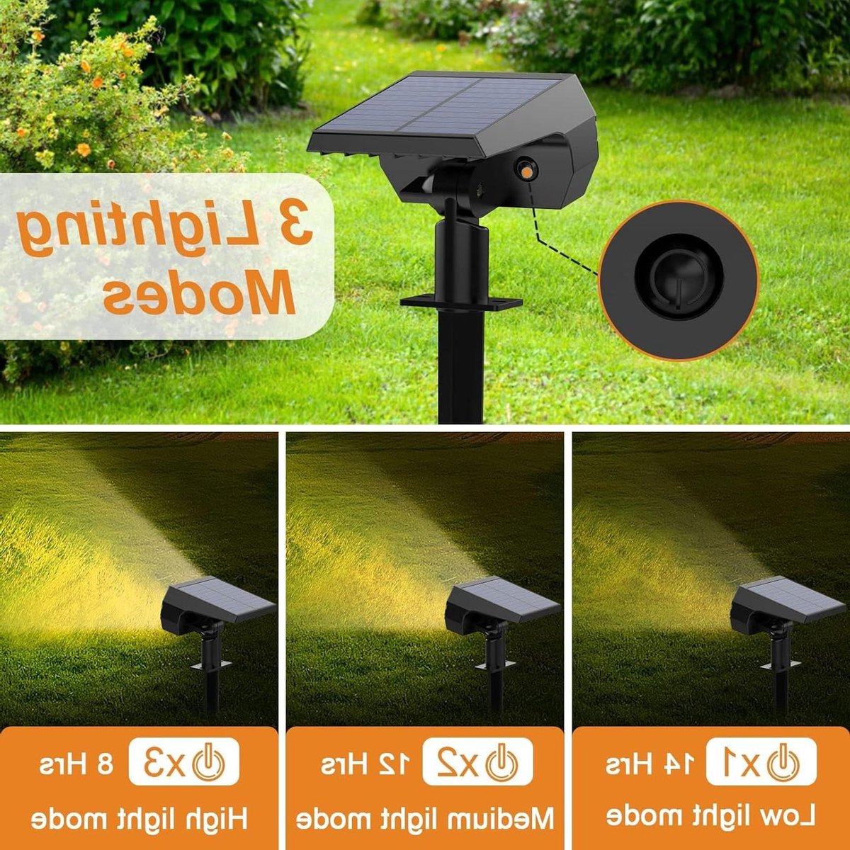 Tuinverlichting op zonne-energie - 52 ledspots buiten - warm wit - waterdicht - schemering tot dageraad - landschapsspots voor tuinpad tuinverlichting op zonneenergie