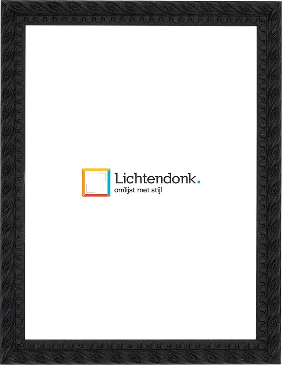 Lichtendonk Fotolijst Barok Zwart - Fotomaat 24x30 - Ontspiegeld Glas - Art.nr. 218-705