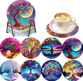 BOTC Peinture de diamants - Sous-verres avec support - Set de 8 - Forfait Adultes et Enfants - Cadeau