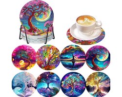 foto van BOTC Diamond Painting - Onderzetters met Houder - Set van 8 - Pakket Volwassenen en Kinderen - Cadeau