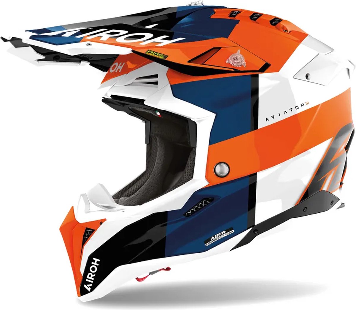 Airoh Helm Aviator 3 AMS² Monarch glans blauw wit oranje S