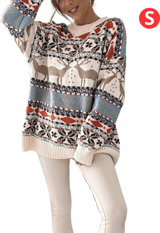 Bovista Kersttrui - Dames - Foute Kersttrui - Christmas Sweater - Kerst Sweater - Christmas Jumper - Pyjama - Winter - Maat S - Oversized