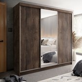 Armoire - Placard de rangement - Miroir - Garde-robes Chambre - Placard à Vêtements - Tringle - Étagères- Chêne - 250 cm