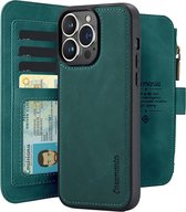 CaseMania Bookcase hoesje geschikt voor Apple iPhone 16 Pro Max - Effen Groen - Kunstleer - Portemonnee met 14 Vakjes voor Pasjes en Ritsvak