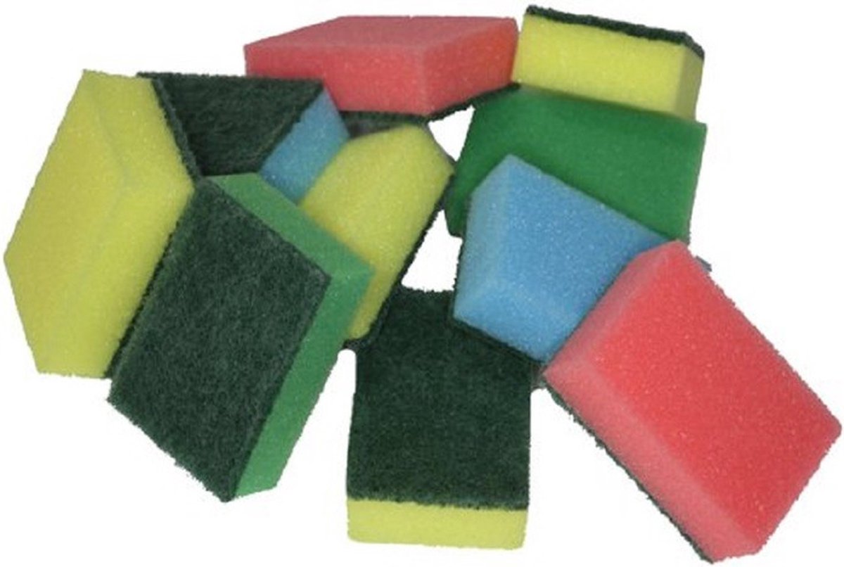 Schuursponsjes - 40x - multicolor - schuim/schuurspons - 9 x 6 x 3 cm - afwassponsjes