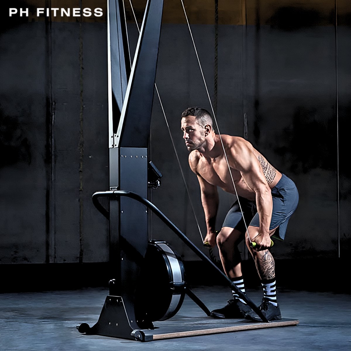 PH Fitness Ski Machine: Advanced Air Resistance Full Body Trainer | Compact Crossfit & HIIT SkiErg for Home | Adjustable Intensity, Durable Base Plate & Ergonomic Design | Max 130kg
