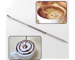 *** 2x Barista Cappuccino Latte Art Pen - Dé must-have voor koffieliefhebbers - Verrijk je koffie Latte Art Tool - Barista Accessoire - Koffie Decoratie Pen - Zilver - Set van 2 van Heble® ***