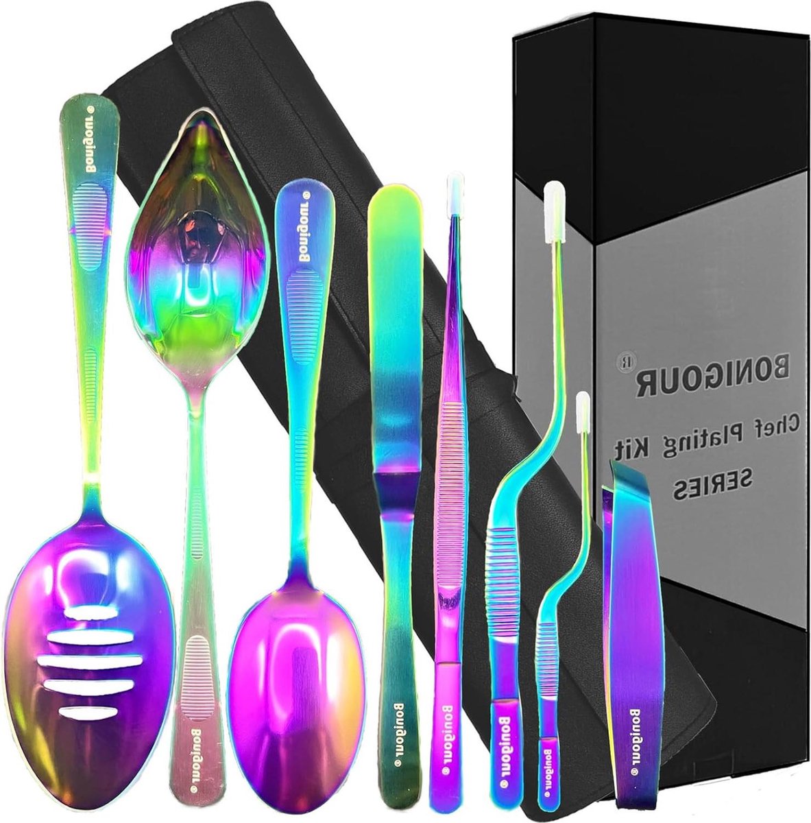 9-delige set Professiona Plating Tools culinaire chef-kok plating hoge spatel tang vis spatel plating lepels chef-pincet keukengerei moleculaire gastronomie kit