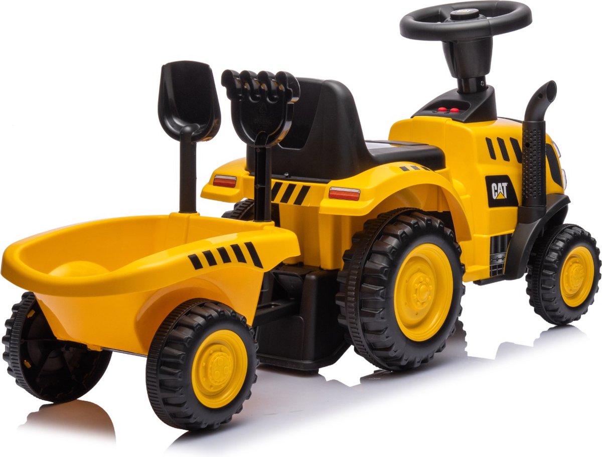 Eco Toys - CAT Tractor Loopauto - Geel/Zwart - Met Aanhanger, Schep & Hark - Claxon & Verlichting - Vanaf 12 Maanden - Max. 25 kg — afbeelding 9