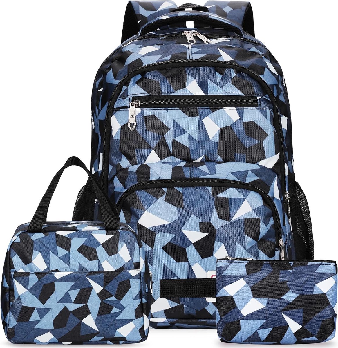 Riokem ® Rugzak Set Voor Tieners Met Lunch- En Pennenzak, Ideaal Voor School En Reizen