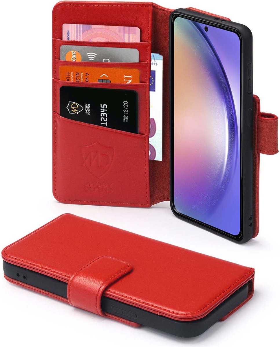 MobyDefend Hoesje - Geschikt voor Samsung Galaxy A54 - Luxe Leren Wallet Bookcase - Rood