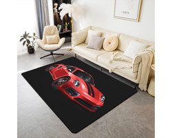 Extreme Sport Race Sports Car Area Tapijt - Rode Auto Tapijten voor Woonkamer - Vloermat Decor Slaapkamer - Machine Wasbaar Antislip Tapijt 100 x 150 cm
