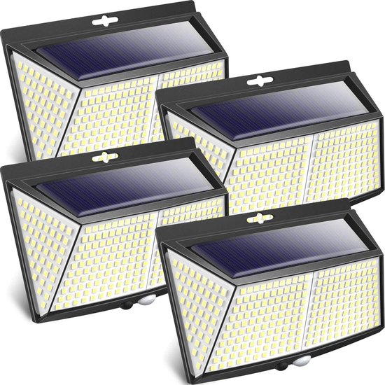 nipify Zonnelampen voor buiten, met bewegingsmelder, 318 leds, waterdicht, 3 modi, superheldere zonnelamp, wandlamp voor buiten, tuin, huismuur