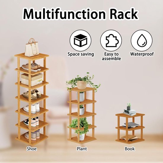 GAESHOW 7 Lagiges Schuhregal Schmal und Hoch Holz, Shoe Rack für GAESHOW 7 Lagiges Schuhregal Schmal und Hoch Holz, Shoe Rack für
