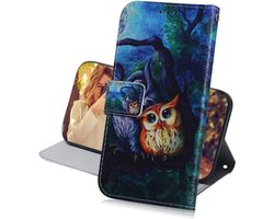 Creative Art Painted Cool Case PU Leather Flip Bookcase for Nokia 7.2 - Oil Painting Owl