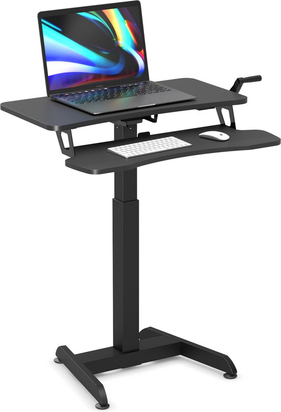 Worktrainer - Updesk - Bureau debout - Rehausseur de bureau - Haut - Manuel - Zwart - Nouveau