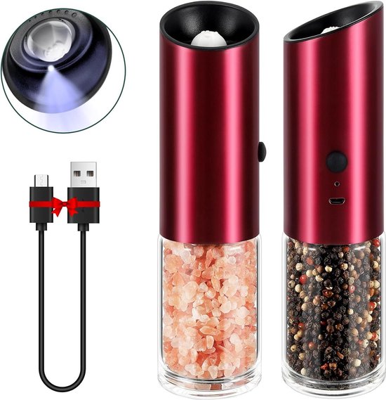 Oneyus Zout- en pepermolens, elektrische set, USB-oplaadbaar