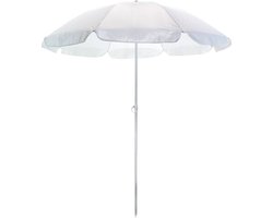 Strand/tuin parasol - wit - dia 145 cm - Verstelbaar - Zonbescherming - Voordelige parasols - polyester