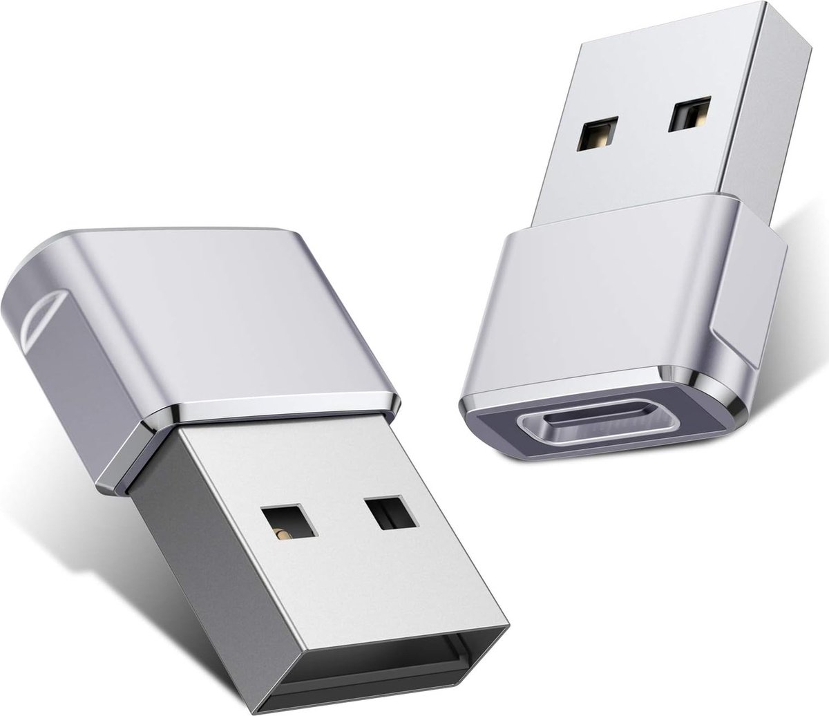 Vues Set van 2 USB-A naar USB-C 3.1 Adapter Converter - 2 stuks - USB A to USB C HUB - Zilver