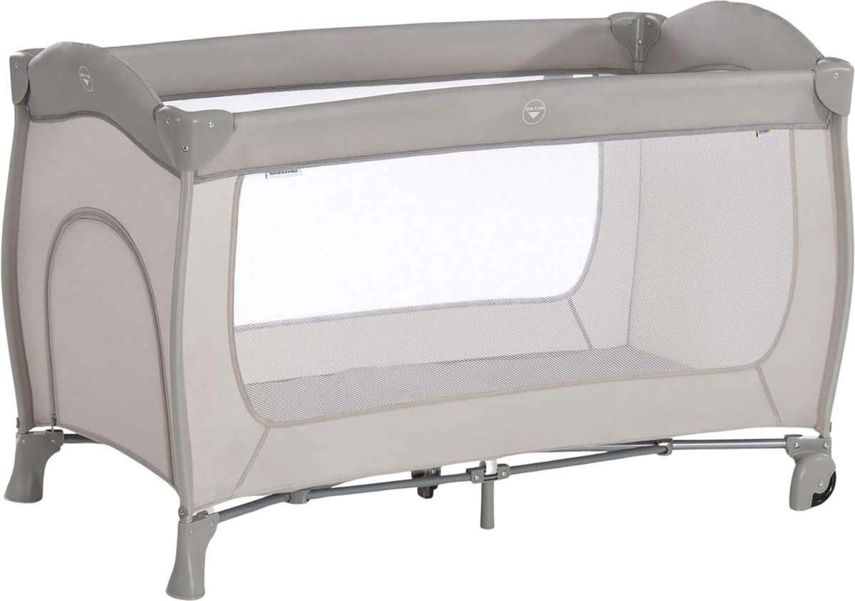 Image of 4-delig campingbedje voor baby's vanaf de geboorte tot 15 kg met zijopening, wielen en draagtas - beige