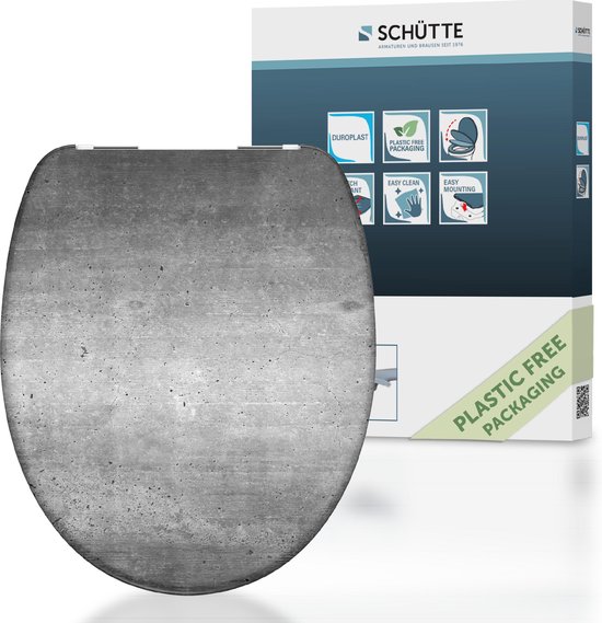 SCHÜTTE WC-Bril 82155 INDUSTRIAL GREY - Duroplast - Soft Close - Verchroomde Scharnieren - Decor - 1-zijdige Print