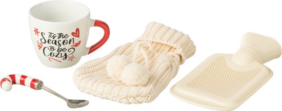 J-Line tas+lepel+warm waterkruik giftbox - keramiek - rood van J-Line — afbeelding 2