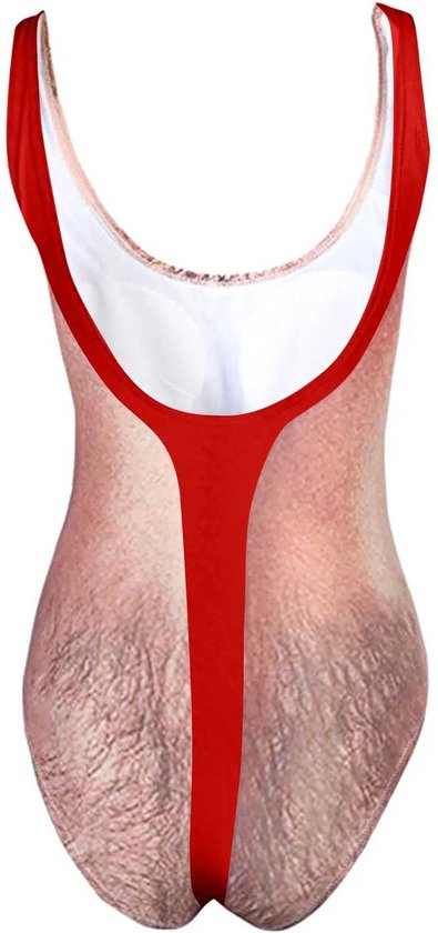 Maillot de bain femme drôle - Look Mankini homme poilu - Homme en String - Déguisements - EVJF
