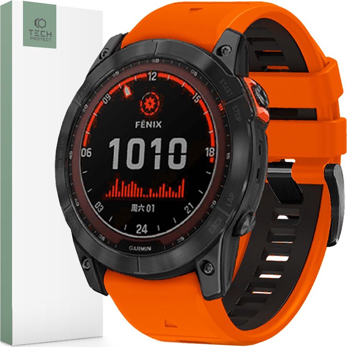 TECH-PROTECT - ICONBAND - PRO GARMIN FENIX - 3 / 5X / 3HR / 5X - PLUS / 6X / 6X - PRO / 7X - ORANJE/ZWART