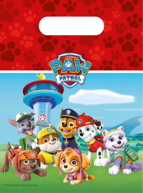 PROCOS - 6 rode Paw Patrol feestzakjes - Decoratie > Feestzakjes