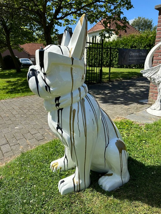 Chic Bulldog Sculptuur Met Bril - Multifunctionele Sleutelhouder En Opbergbak
