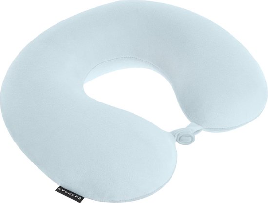 Oreiller de voyage en mousse à mémoire de forme - oreiller cervical pour voiture avion train hôtel camping - 31 x 9 x 28 cm - bleu clair